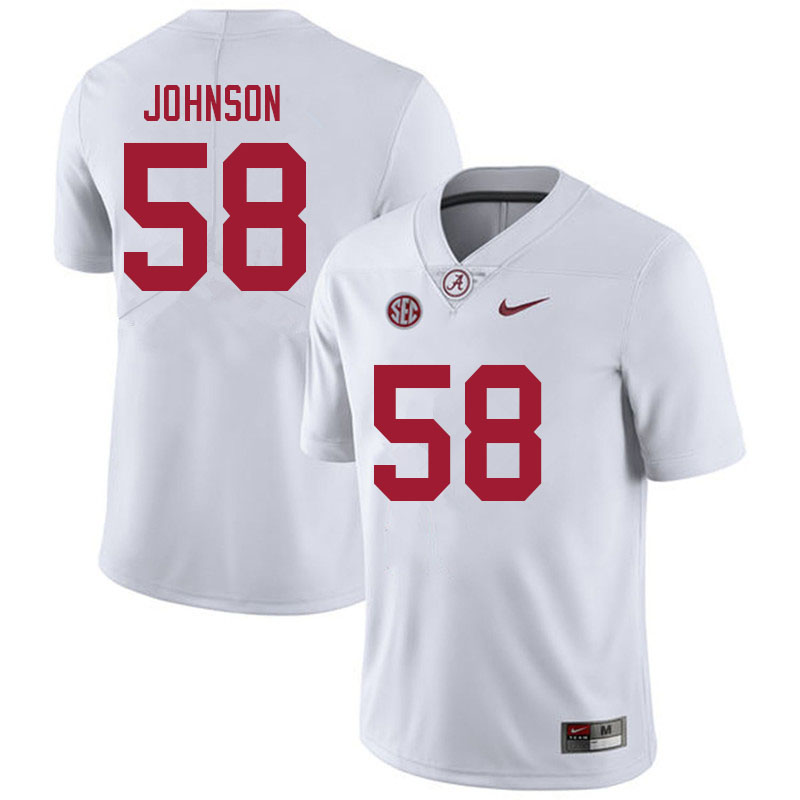 Men #58 Christian Johnson Alabama Crimson Tide College Football Jerseys Sale-White